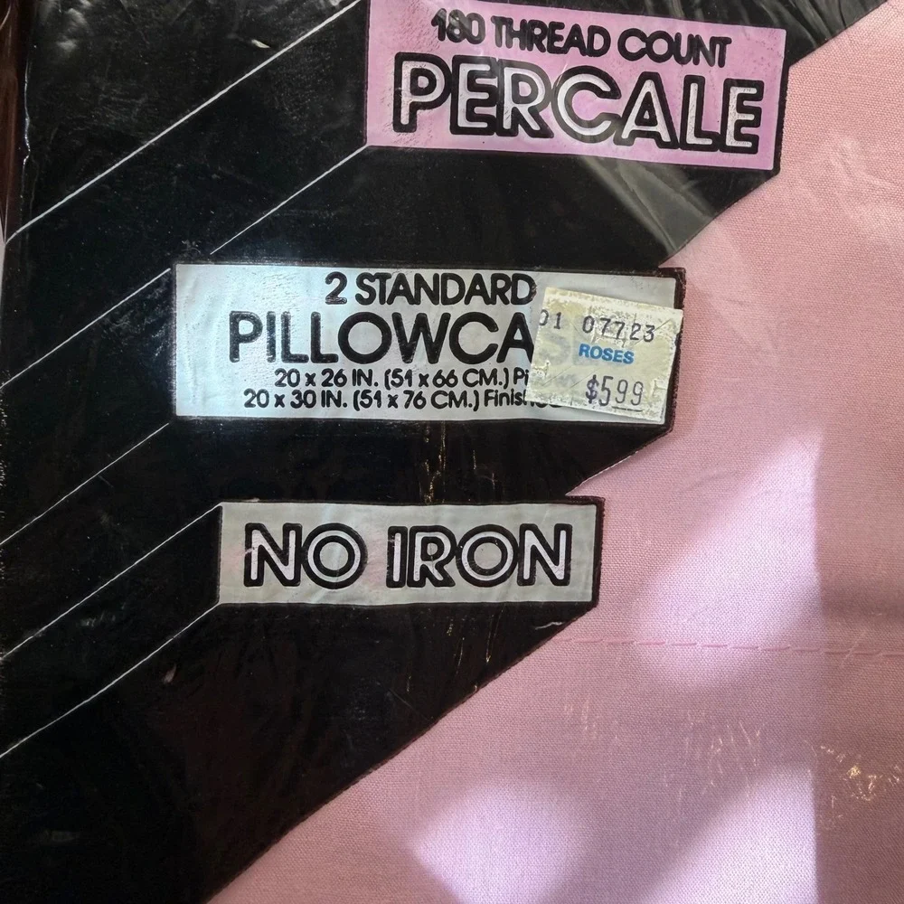 Performance by Springs Pink Percale Pillowcase Set 2 Standard 180 TC No Iron USA